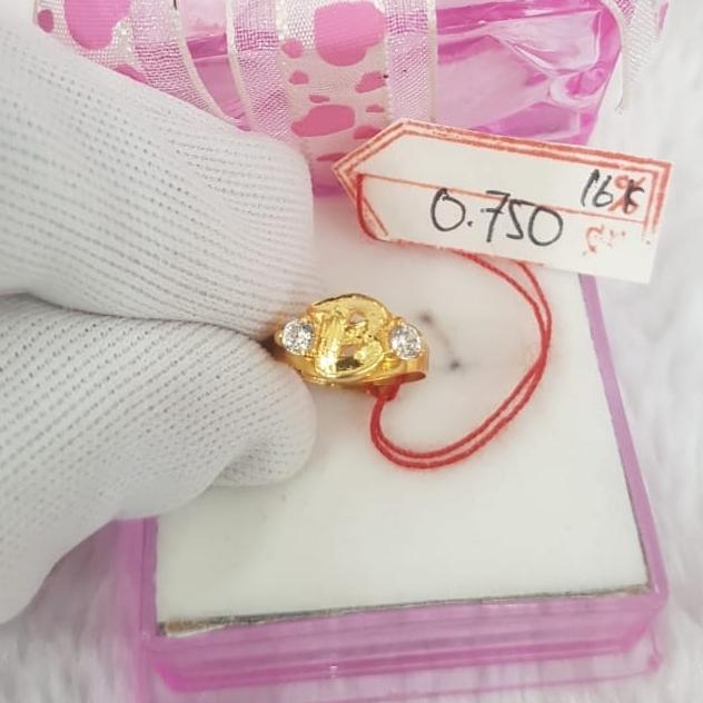 CA230G109G cincin emas asli bayi baby inisial nama huruf B abjad new
