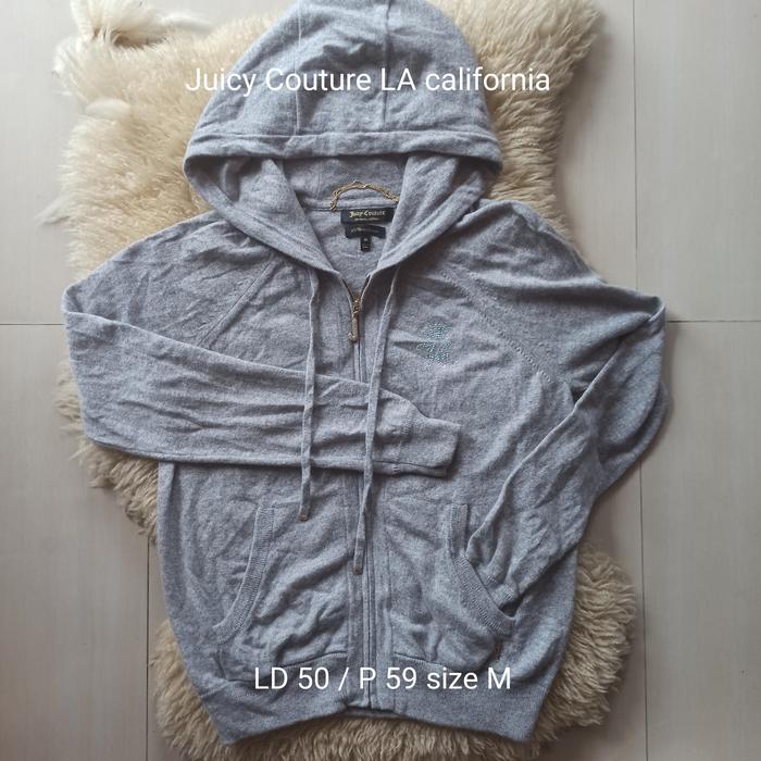jaket sweater atasan wanita hoodie juicy couture LA size M grey
