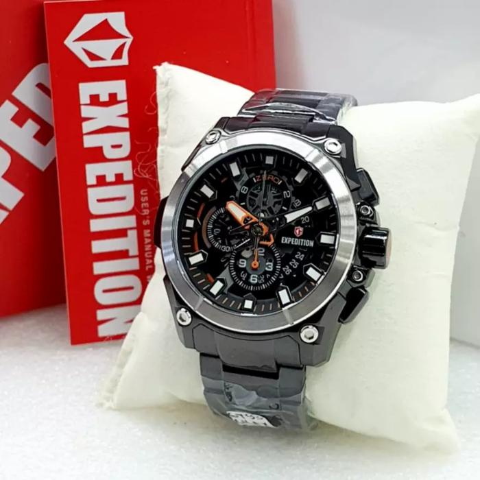 Jam Tangan Pria Expedition Original E6793 Black Silver