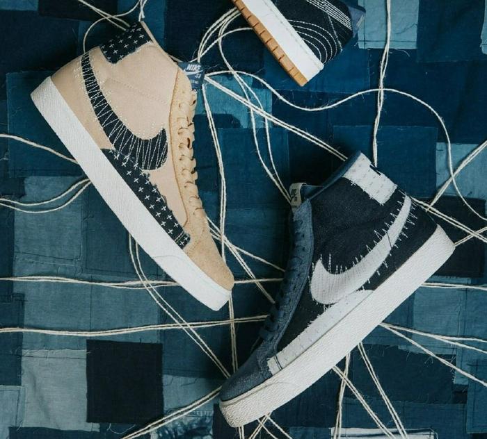 Nike Sb Blazer Mid Prm Sashiko Sesame Indigo