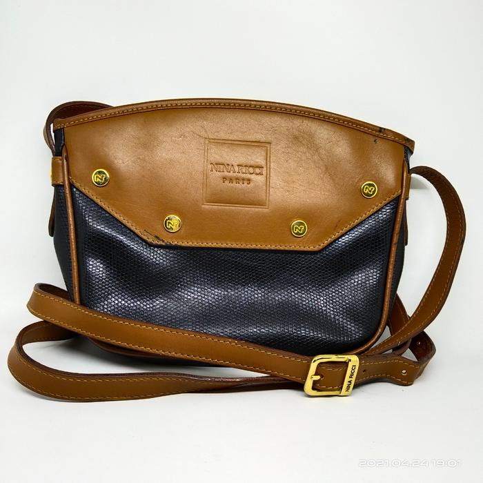 Nina Ricci Shoulder Sling Bag Black and Brown Tas Wanita Cewek Selempang Hitam