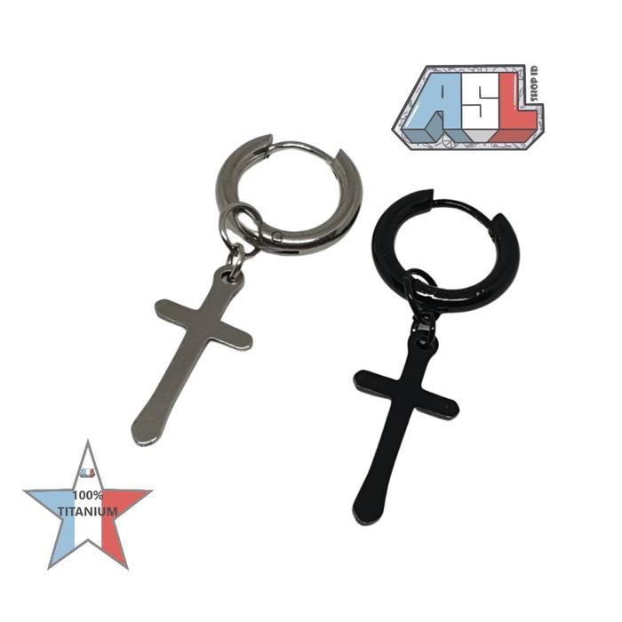 Anting Salib Tindik / Anting Tindik Salib Titanium / Anting Tindik