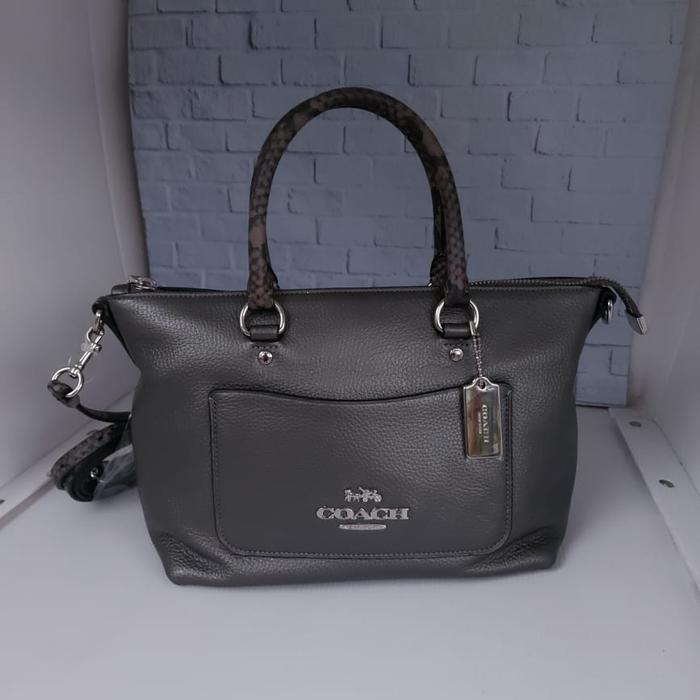 TAS COACH MINI EMMA SATCHEL ORI GUNMETAL LEATHER