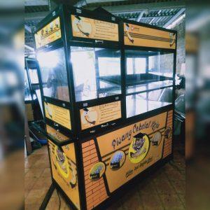 Gerobak Aluminium Hitam/Coklat Pisang Goreng Gorengan