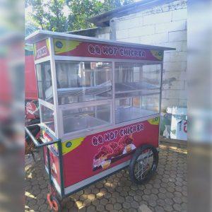 Gerobak Aluminium Crispy Fire Chicken Richeese Alumunium Roda Besar