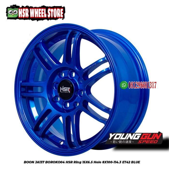 Pelek Ring 15 HSR BOON BOROKO velg Racing Ring 15 Warna Biru atau Blue