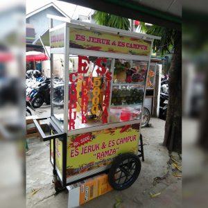 Gerobak Aluminium Es Buah Sop Buah Jus Buah Keliling
