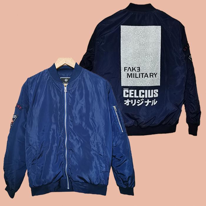 JAKET BOMBER OUTERWEAR PRIA QUILTING CELCIUS NAVY SIZE : S