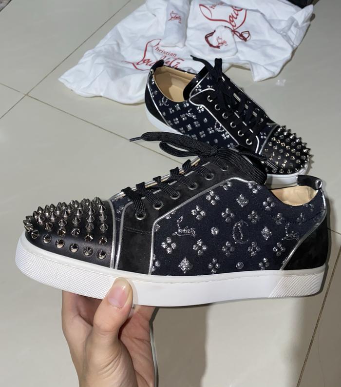 Christian Louboutin Sky Jacquard Suede Spikes Orlato Sneakers