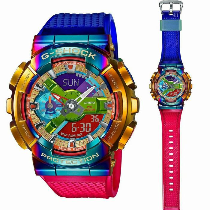 Jam Tangan Merek Gshock G Shock GM 110 B Rainbow Rubber 45mm Fullset