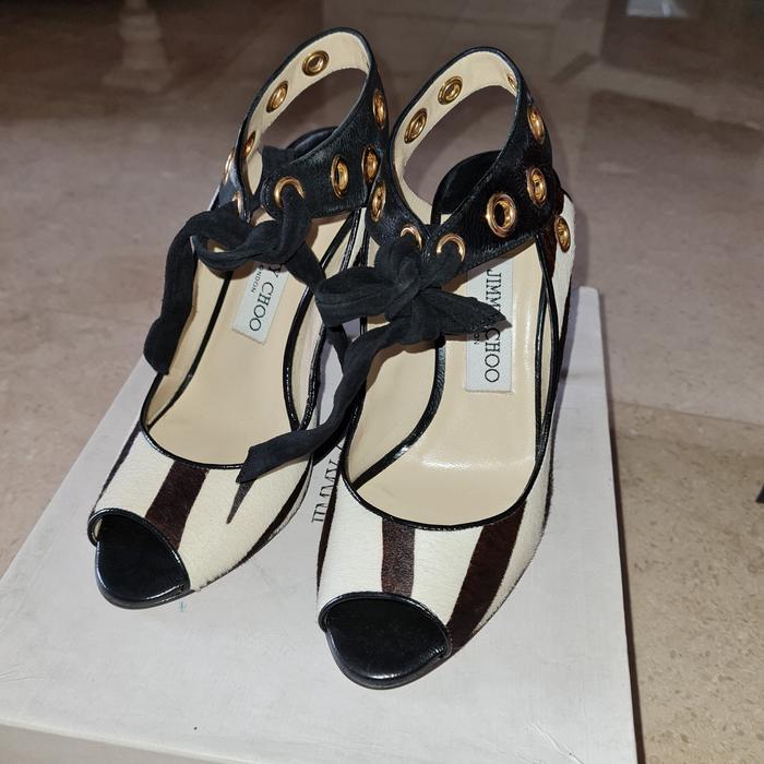 original jimmy choo heels shoes sepatu zebra 36