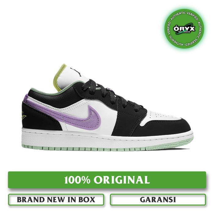 Nike Air Jordan 1 Low White / Black / Green Glow / Violet Shock