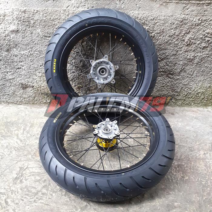 Wheelset CRF 150 L Supermoto Expedition Velg 300 350 Tromol Gold Black