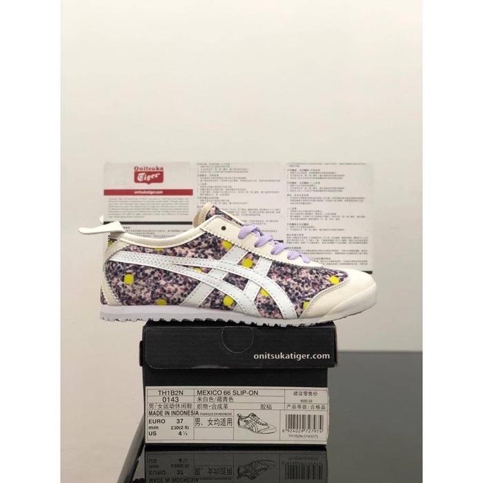 Sepatu Onitsuka Tiger Mexico 66 Purple Flower Free Kaos Kaki