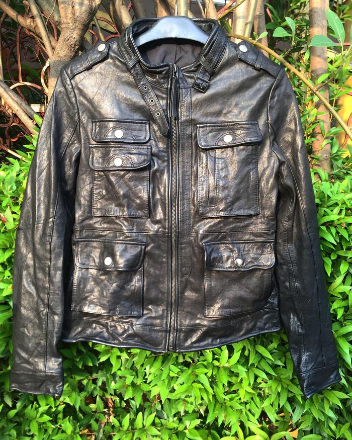 Jaket kulit made italy no kaos schott zara hnm levis dickies uniqlo