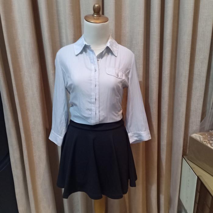 kemeja wanita abu ZISHEN ori import grey blouse cewek M L cute