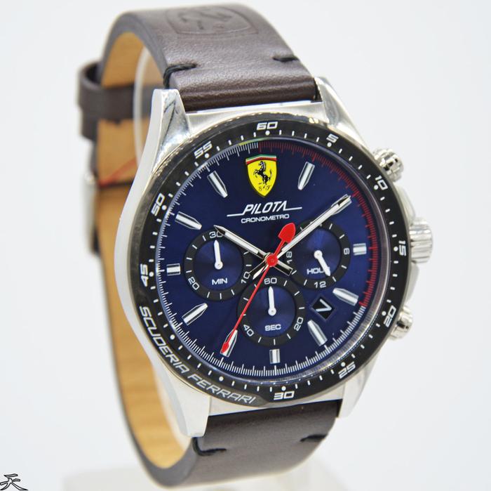 FERRARI 0830435 - Jam Tangan Pria Kulit Original - Brown