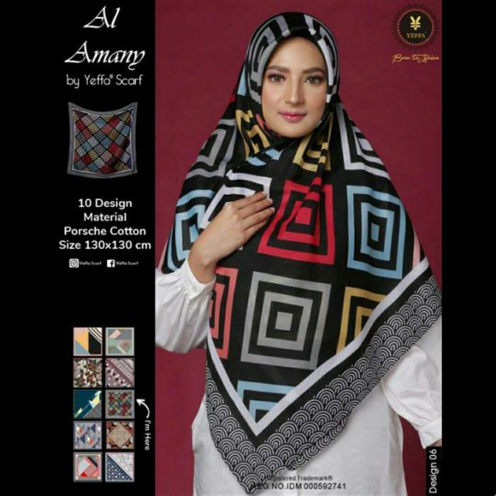 jilbab segiempat jumbo syari motif terlaris by yeffa