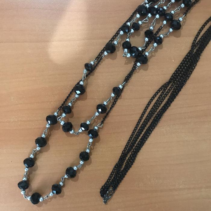 Kalung panjang hitam bahan plastik bonus box samson