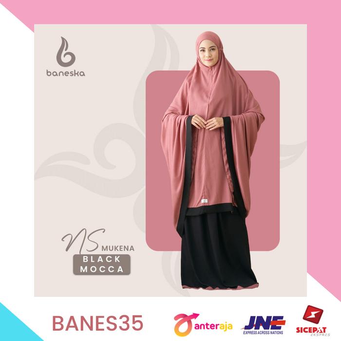 Baneska Mukena New Salwa Black Mocca Kain Katun Rayon Premium Grade A