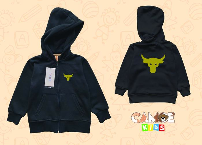 Jaket hoodie zipper anak Kids premium project rock logo banteng