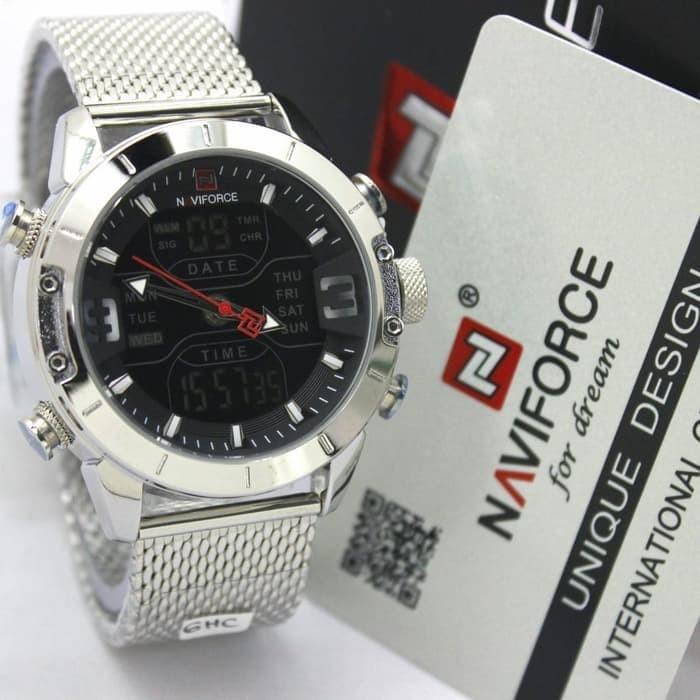 JAM TANGAN PRIA NAVIFORCE 9153 ORIGINAL RANTAI PASIR DUAL TIME