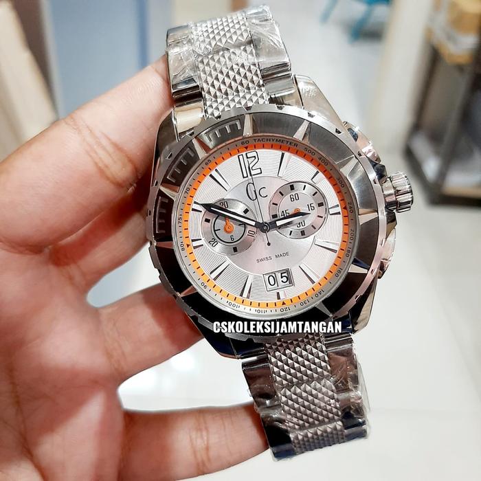 JAM TANGAN PRIA GUESS COLLECTION GC-47004G SILVER CHRONOGRAPH ORIGINAL