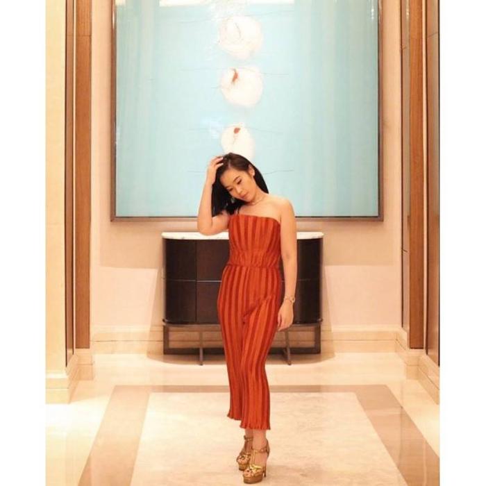 JUMPSUIT WANITA ORANGE RHYTHM PLEATED PLEATS JUMPSUIT -Caviar Wear