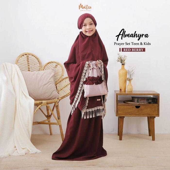 Mailea Almahyra Prayer Set Teen (Remaja) Mukena Set - RED BERRY