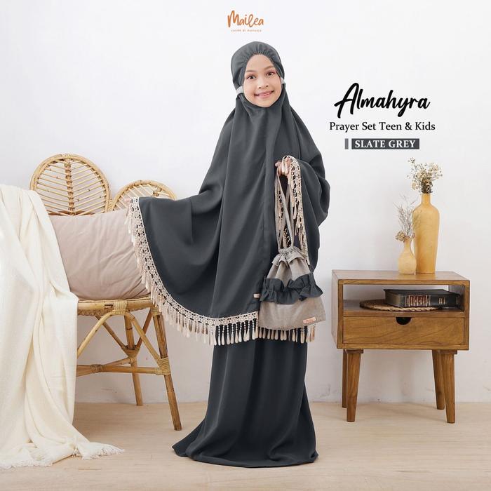 Mailea Almahyra Prayer Set Kids (Anak) Mukena Set - SLATE GREY