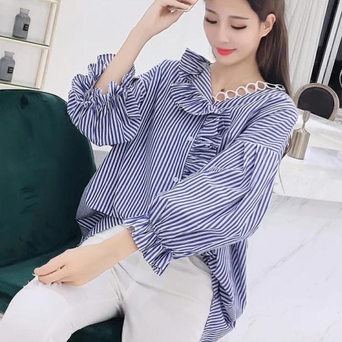 ONNIEFASHION Lewina Oversized Blouse Import 9321 Atasan Kemeja Wanita