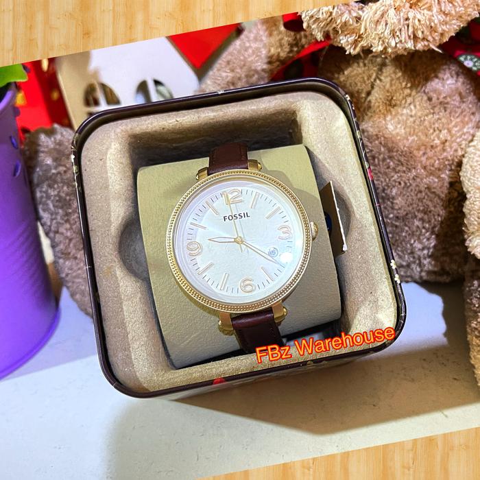 Fossil heather jam jengkol brown leather