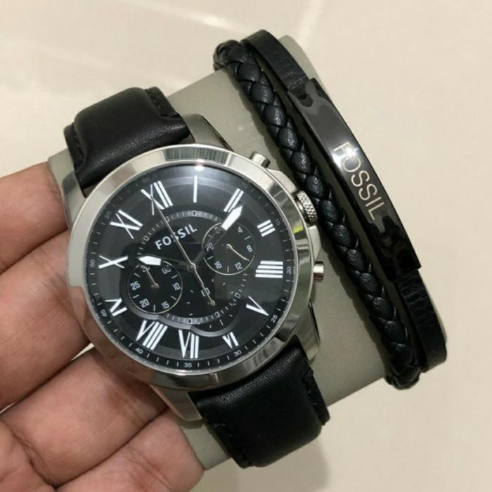 Jam Fossil FS4812 FS4813 Grant Fullset Paket Gelang Bracelet Original