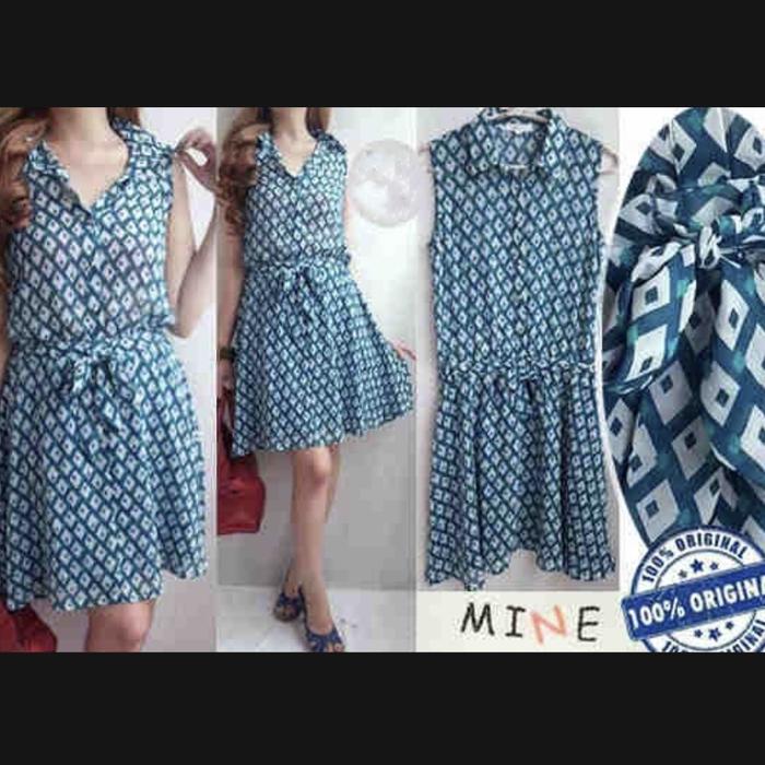 MINE Blue Diamond Shirt Dress sifone Original Branded Export