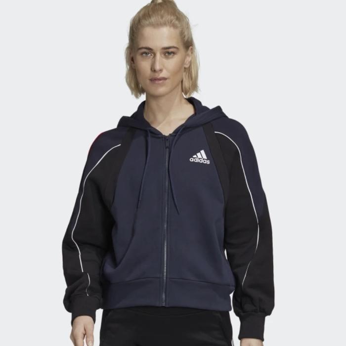 Adidas Original 100% ColorBlock Full Zip Hoodie Blue Jaket Wanita / Asli