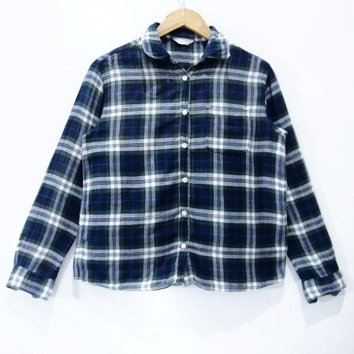 DW011 SIZE M KEMEJA FLANEL WANITA KOTAK-KOTAK SECOND BRANDED IMPORT