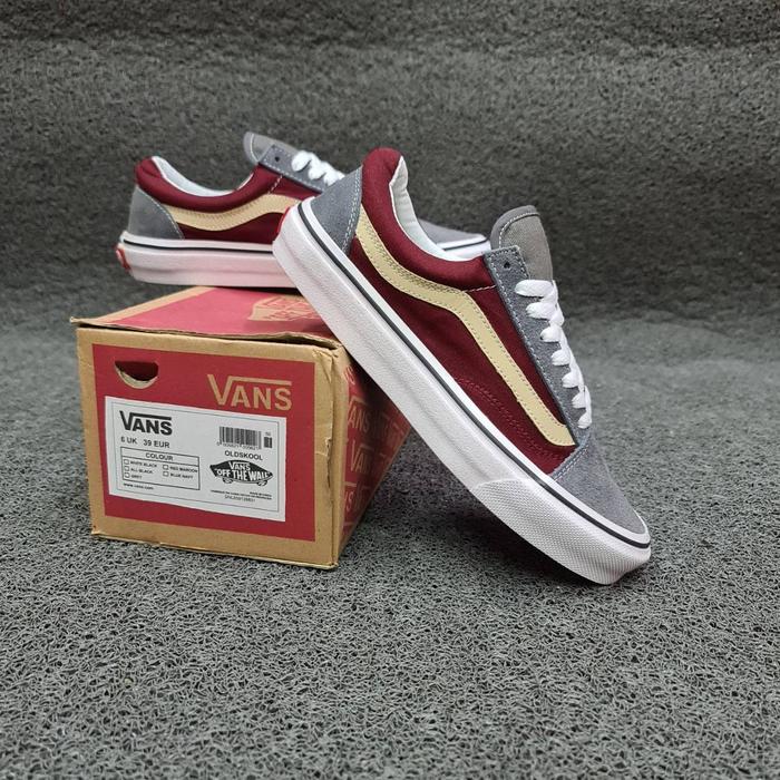 Sepatu Vans old skool vault abu maroon 39-43 Grade Original