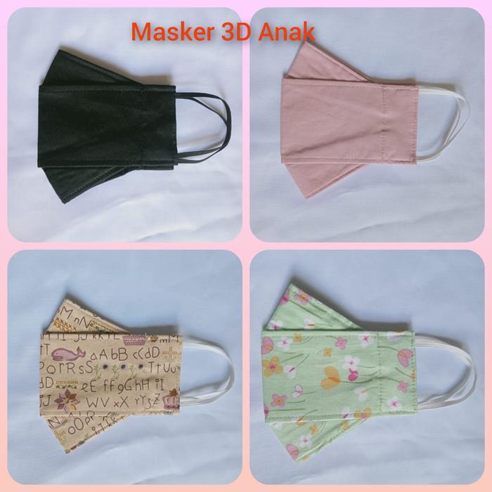 MASKER KAIN 3PLY 3D ANAK 8 THN SD 12 THN KATUN JEPANG