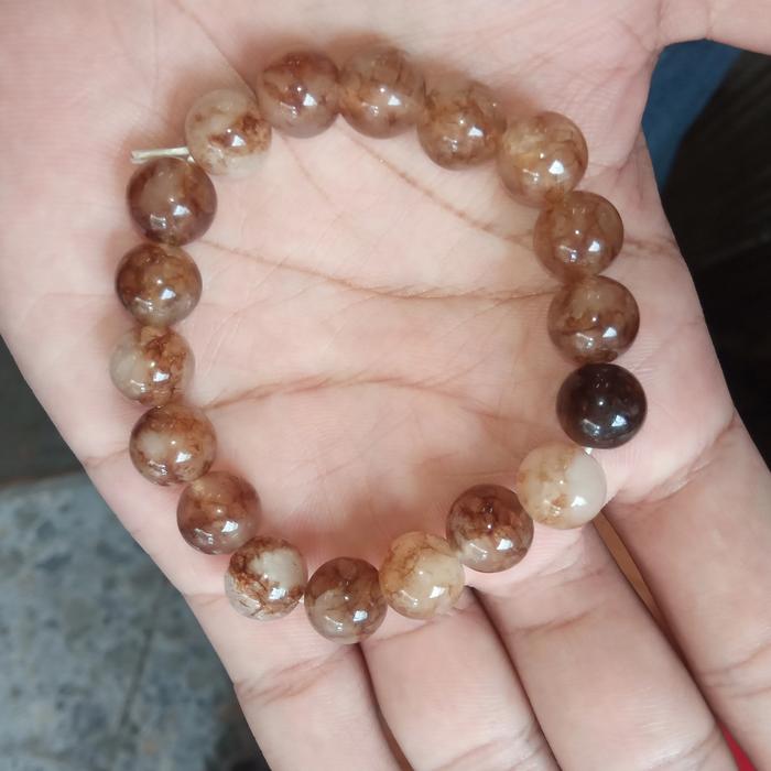 gelang giok coklat asli original