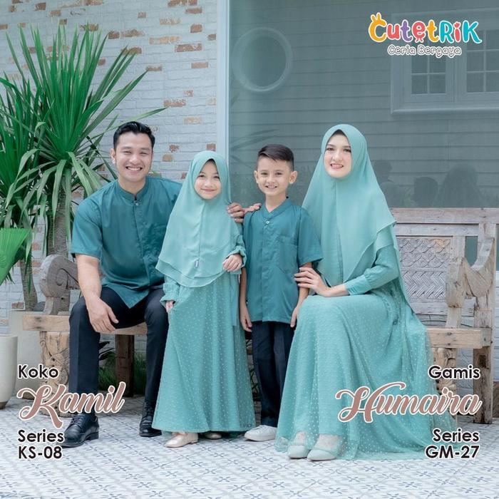GM 27 Couple Baju Muslim Gamis Ibu Anak Cutetrik Humaira Green Jade