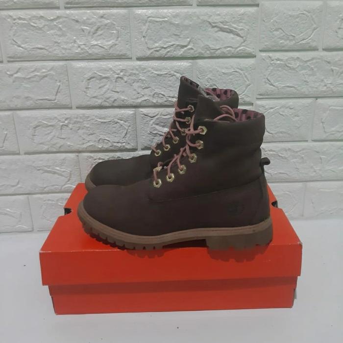 Timberland Womens 6 Inch Boots Dark Brown Ox Polka Pink Boots Original