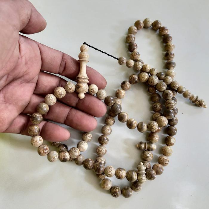 tasbih muslim 99 akar bahar gundi / akar batu / tali arus putih H 0001