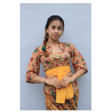 Kebaya bali moscref print bunga lengan lonceng / kebaya / kebaya sifon