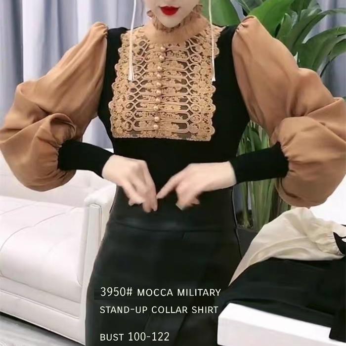 03DD 3950 Mocca Military Velvet shirt