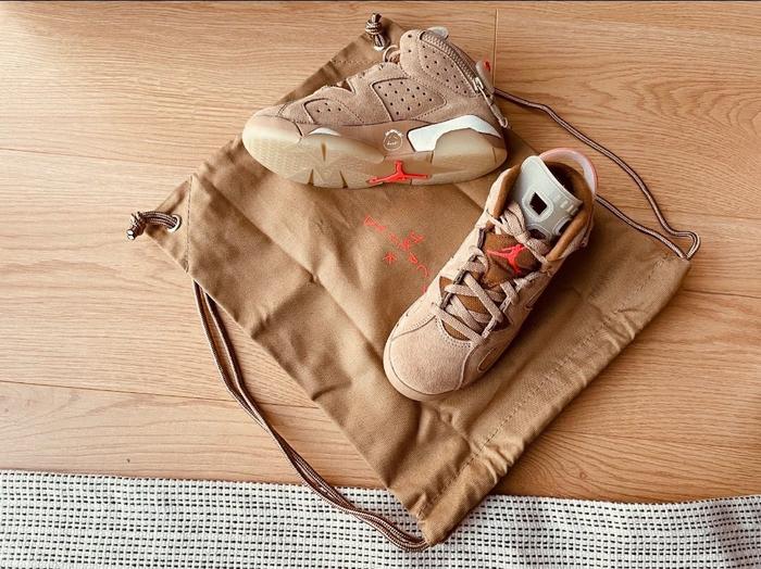 Air Jordan 6 x Travis Scott British Khaki Toddler Pre School Kids size