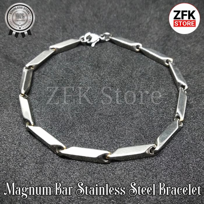 Gelang Magnum Bar Stainless Steel Bracelet Silver