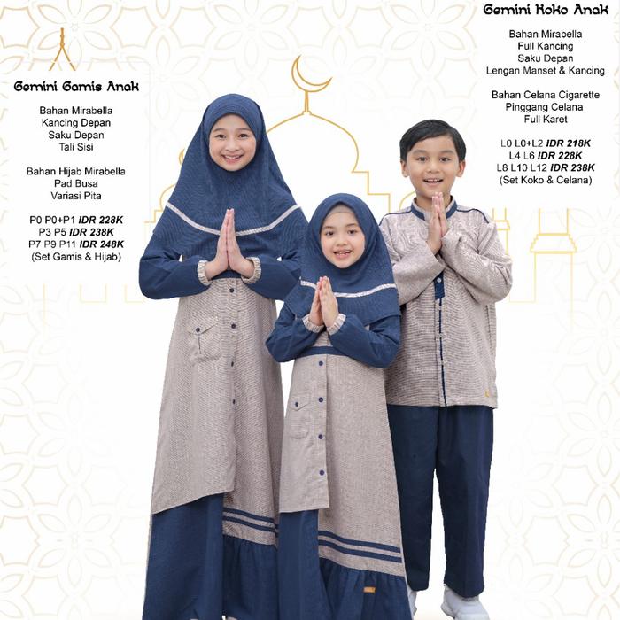 Sarimbit Nibras Gemini Cream - Koko Dan Gamis Anak Nibras Terbaru 2021
