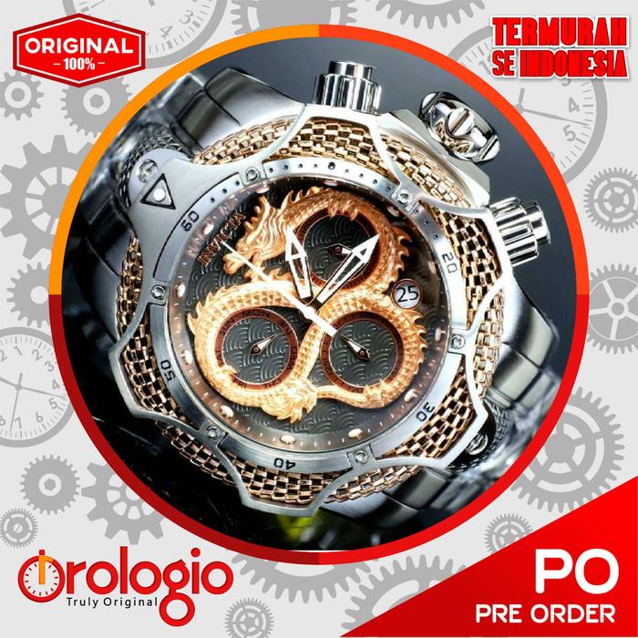 Invicta Venom Dragon Scale Swiss Mvt Chrono Steel 52mm Rose Gold Tone