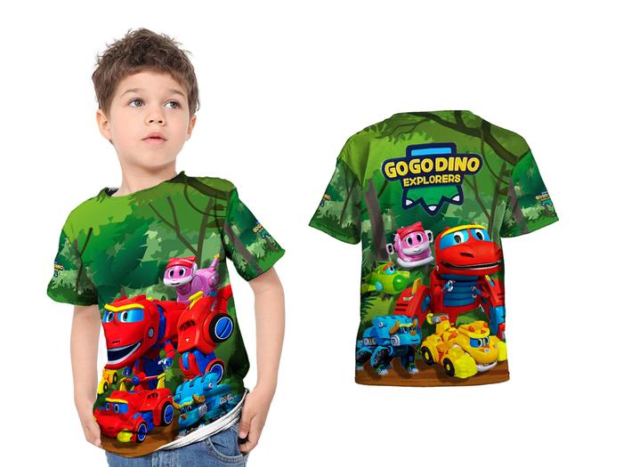 GOGO DINO Baju Kaos Anak Printing