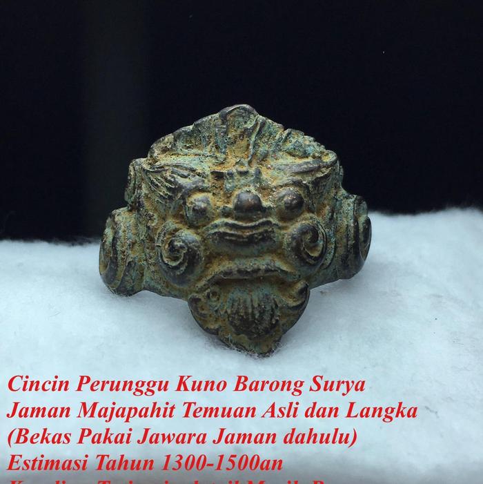 Cincin Kuno Surya Muka Barong Era Majapahit Tahun 1500 an Asli Temuan